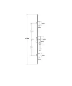 Alternative view of 859 Type 4 Latch Deadbolt 2 Hooks Split Spindle Multipoint Door Lock - 16mm Faceplate (top hook to spindle = 730mm)