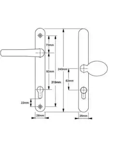 Alternative view of Atlanta Lever Moveable Pad UPVC Multipoint Door Handles - 92mm/62mm PZ Sprung 215mm Screw Centres