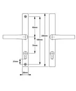 Alternative view of London Lever Lever UPVC Multipoint Door Handles - 70mm PZ Unsprung 180mm Screw Centres