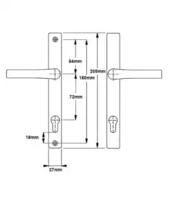 Alternative view of London Lever Lever UPVC Multipoint Door Handles - 72mm PZ Unsprung 180mm Screw Centres