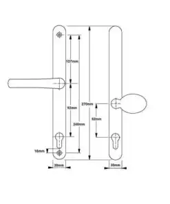 Alternative view of London Lever Moveable Pad UPVC Multipoint Door Handles - 92mm/62mm PZ Sprung 240mm Screw Centres