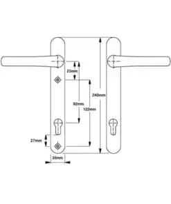 Alternative view of Lever UPVC Multipoint Door Handles - 92mm PZ Sprung 122mm Screw Centres