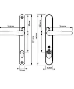 Alternative view of Tokyo PAS24 Lever Lever UPVC Multipoint Door Handles - 92mm PZ Sprung 215mm Screw Centres