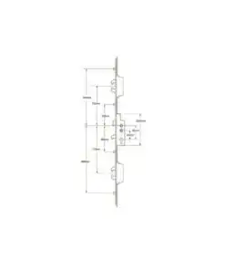Alternative view of Duplex Latch 5 Hook 4 Roller Multipoint Door Lock - Double Spindle 16mm Faceplate Option 2 (top hook to spindle = 733mm)