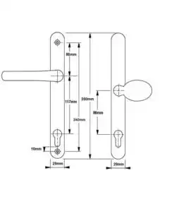 Alternative view of Lever Moveable Pad UPVC Multipoint Door Handles - 117mm/86mm PZ Sprung 237mm Screw Centres