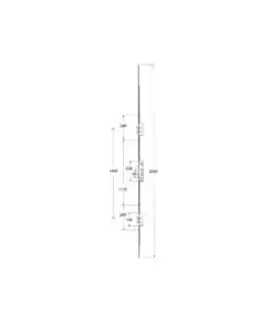 Alternative view of Latch Deadbolt 2 Hooks 2 Anti Lift Pins 4 Rollers Lift Lever or Double Spindle Multipoint Door Lock - Option 2 (top hook to spindle = 621mm)