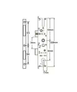Alternative view of GTS MK3 Latch & Dead Bolt Genuine Multipoint Gearbox - Lift Lever