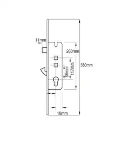 Alternative view of Overnight Lock - Lift Lever or Double Spindle 16mm Faceplate