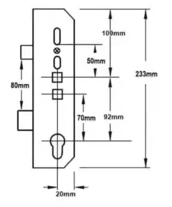 Alternative view of Latch and Deadbolt Multipoint Gearbox - Lift Lever or Double Spindle