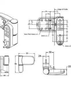 Alternative view of Triad Mini 3D Flag Hinge for UPVC Doors - Synseal variant