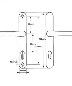 Alternative view of Lever UPVC Multipoint Door Handles - 92mm PZ Sprung 210mm Screw Centres