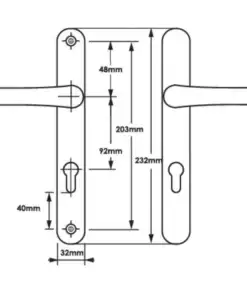 Alternative view of Lever UPVC Multipoint Door Handles - 92mm PZ - Sprung - 203mm Screw Centres - 232mm Backplate