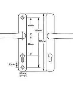 Alternative view of Lever UPVC Multipoint Door Handles - 70mm PZ - Sprung - 180mm Screw Centres - 7mm Follower