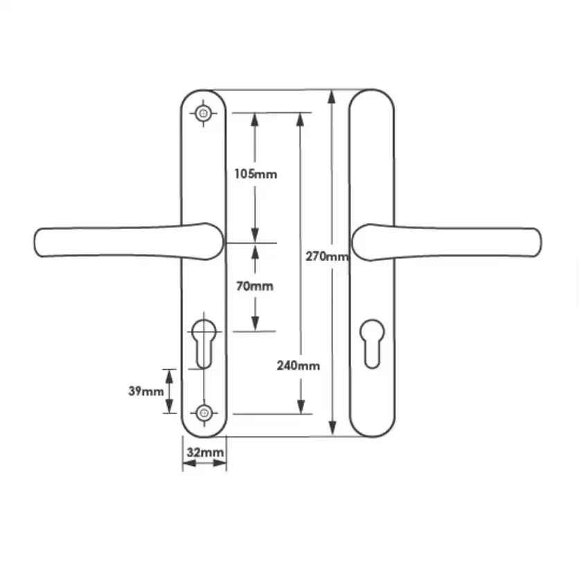 Lever UPVC Multipoint Door Handles - 70mm PZ - Sprung - 240mm Screw Centres 6 Lever UPVC Multipoint Door Handles - 70mm PZ - Sprung - 240mm Screw Centres - Image 6