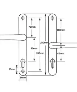 Alternative view of Lever Multipoint Door Handles 92/62mm PZ - Sprung - 200mm Screw Centres