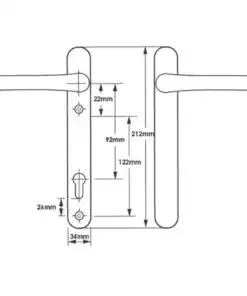 Alternative view of Blank External Lever Lever French Door Multipoint Handles – 92mm PZ Sprung 122mm Screw Centres