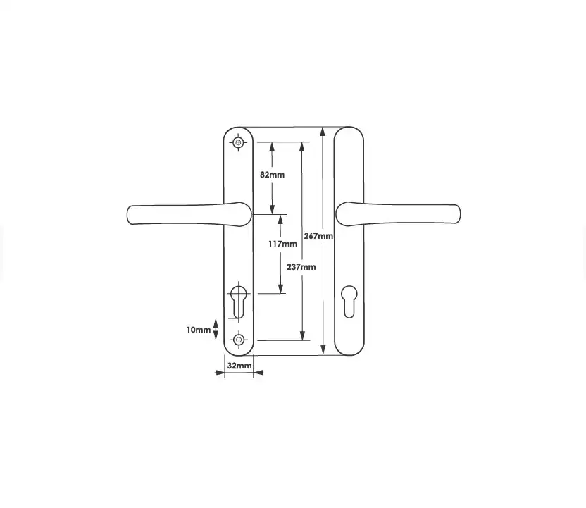 Lever Lever UPVC Multipoint Door Handles - 117mm PZ - Sprung - 237mm Screw Centres - 267mm Backplate 5 Lever Lever UPVC Multipoint Door Handles - 117mm PZ - Sprung - 237mm Screw Centres - 267mm Backplate - Image 5