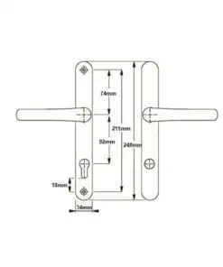 Alternative view of Ultion TS007 2* Lever Lever UPVC Multipoint Door Handles - 92mm PZ Sprung 211mm Screw Centres