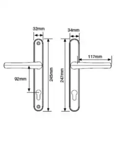 Alternative view of Lever UPVC Multipoint Door Handles - 92mm PZ Sprung 215mm Screw Centres