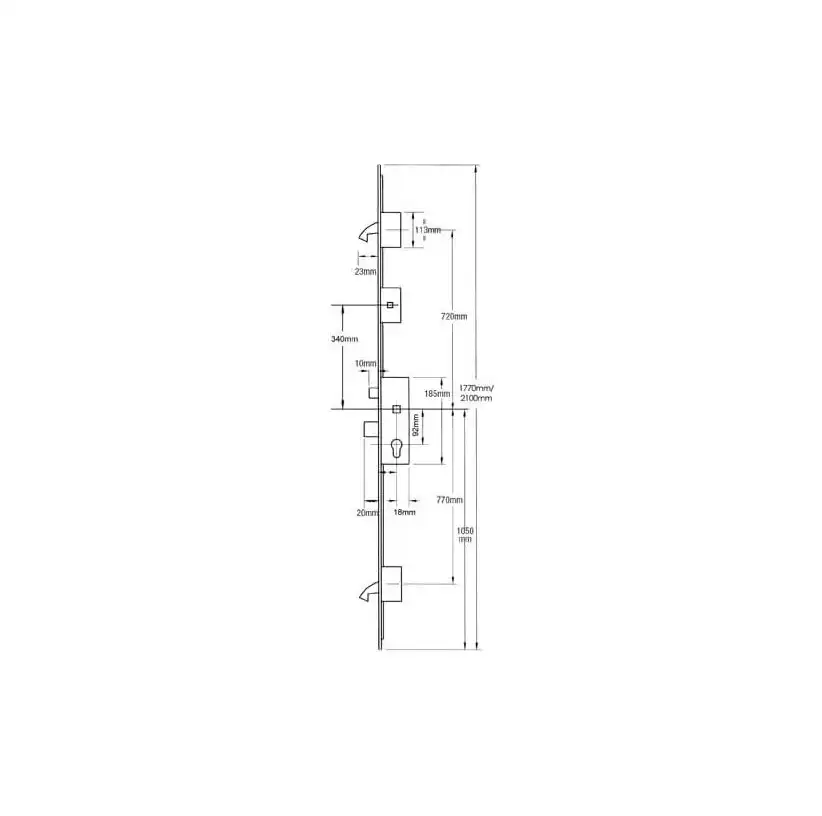 Cobra Latch Deadbolt 2 Hooks Split Spindle Multipoint Door Lock - with Entryguard Facility