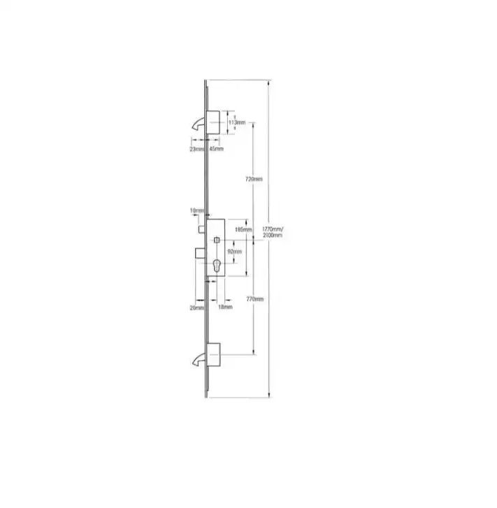 Cobra Latch Deadbolt 2 Hooks Multipoint Door Lock - 20mm Faceplate