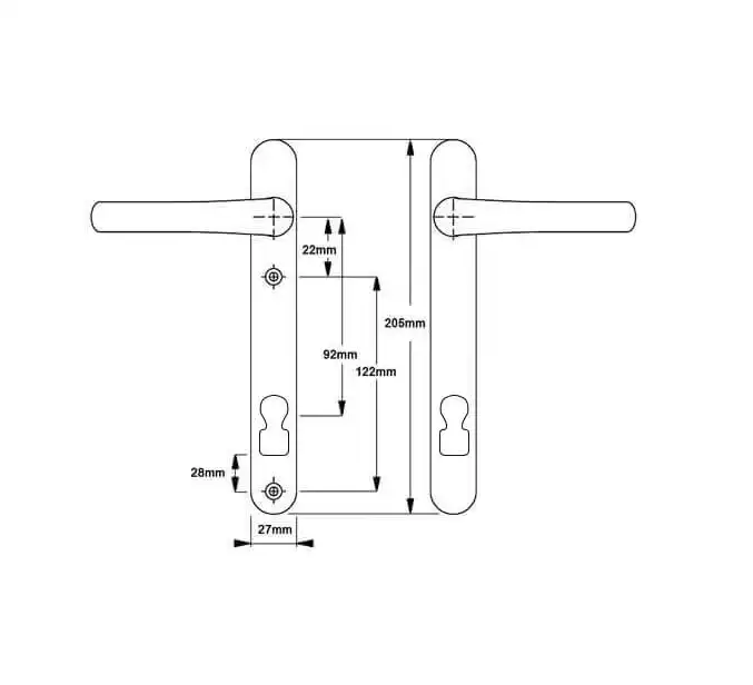 Invincible Surefire Lever Lever UPVC Multipoint Door Handles - 92mm PZ 122mm Screw Centres