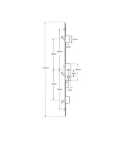 Scorpion Latch 3 Hooks 2 Rollers Split Spindle Multipoint Door Lock - Option 2 (top hook to spindle = 690mm)