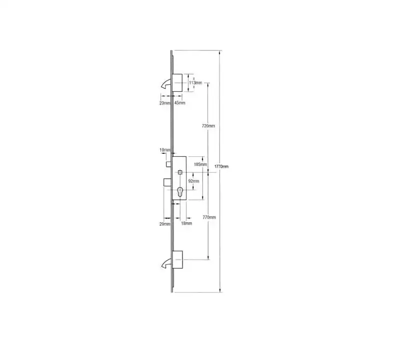 AV2 Latch Deadbolt 2 Hooks Radius 20mm Faceplate Multipoint Door Lock - Autolocking