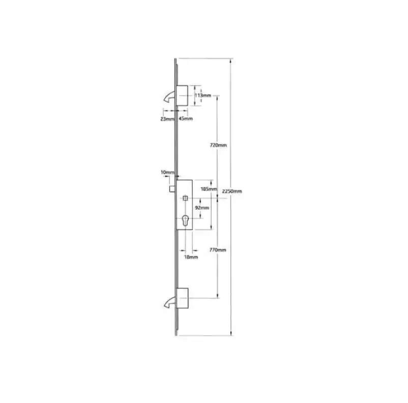 AV2 Latch Only 2 Hooks Multipoint Door Lock - Autolocking