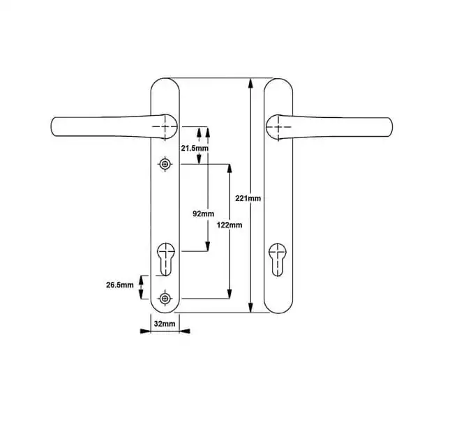Classic Lever Lever UPVC Multipoint Door Handles - 92mm PZ Sprung 122mm Screw Centres