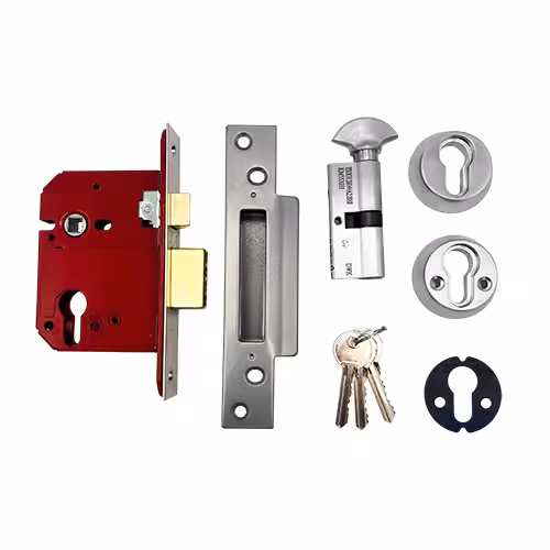 British Standard Euro Mortice Sashlock Kit Complete With Euro Key & Turn Cylinder