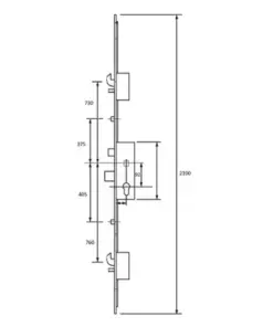 C-TS Latch Deadbolt 2 Hooks 2 Rollers Split Spindle 16mm/24mm Top Hat Faceplate Multipoint Door Lock