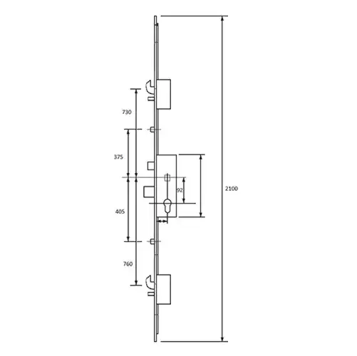 C-TS Latch Deadbolt 2 Hooks 2 Rollers Split Spindle 16mm/24mm Top Hat Faceplate Multipoint Door Lock