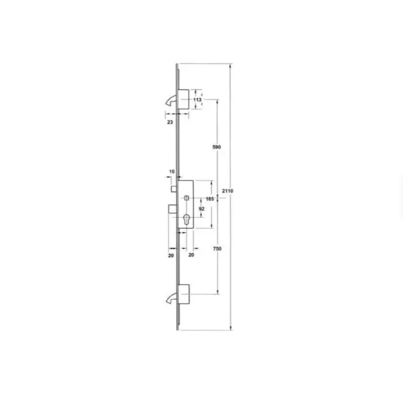 Cobra Latch Deadbolt 2 Hooks Lift Lever Split Spindle Multipoint Door Lock Short Version 1340mm