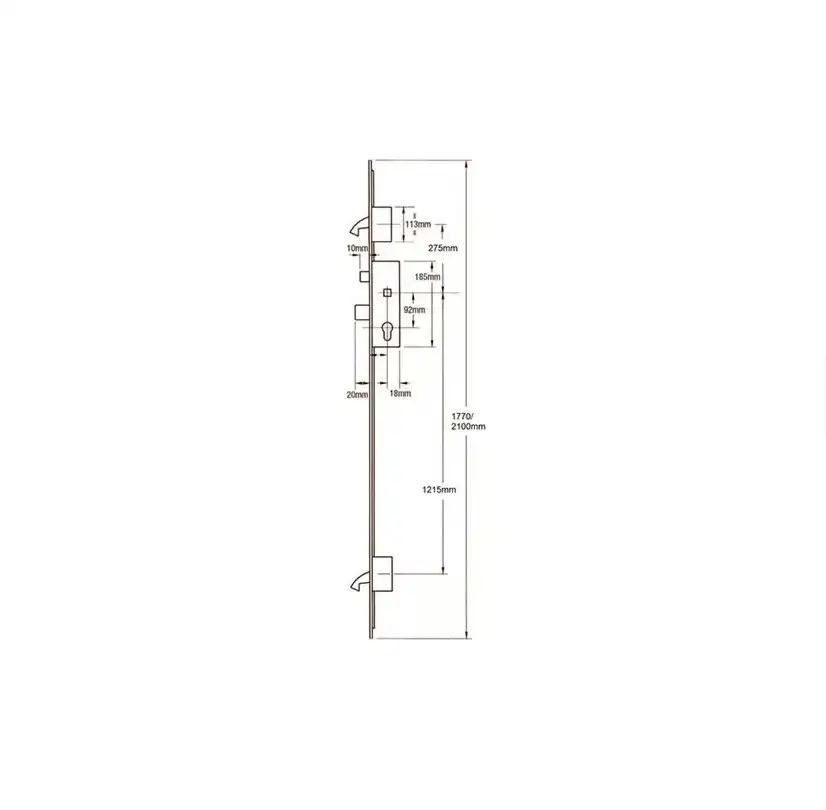 AV2 Latch Deadbolt 2 Hooks Multipoint Door Lock - Heritage Autolocking