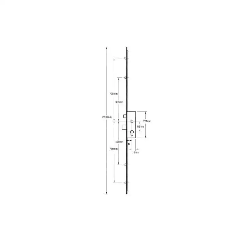 Latch Deadbolt 4 Rollers Split Spindle Multipoint Door Lock - Option 2 (top roller to spindle = 705mm)