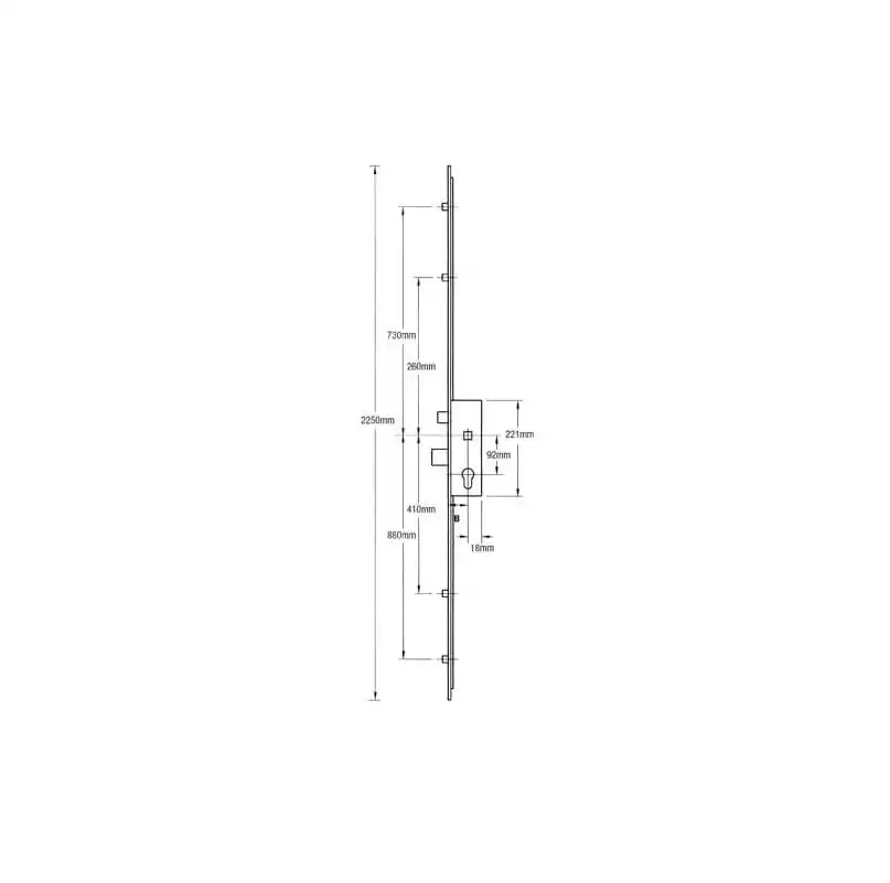 Latch Deadbolt 4 Rollers Split Spindle Multipoint Door Lock - Option 1 (top roller to spindle = 730mm)