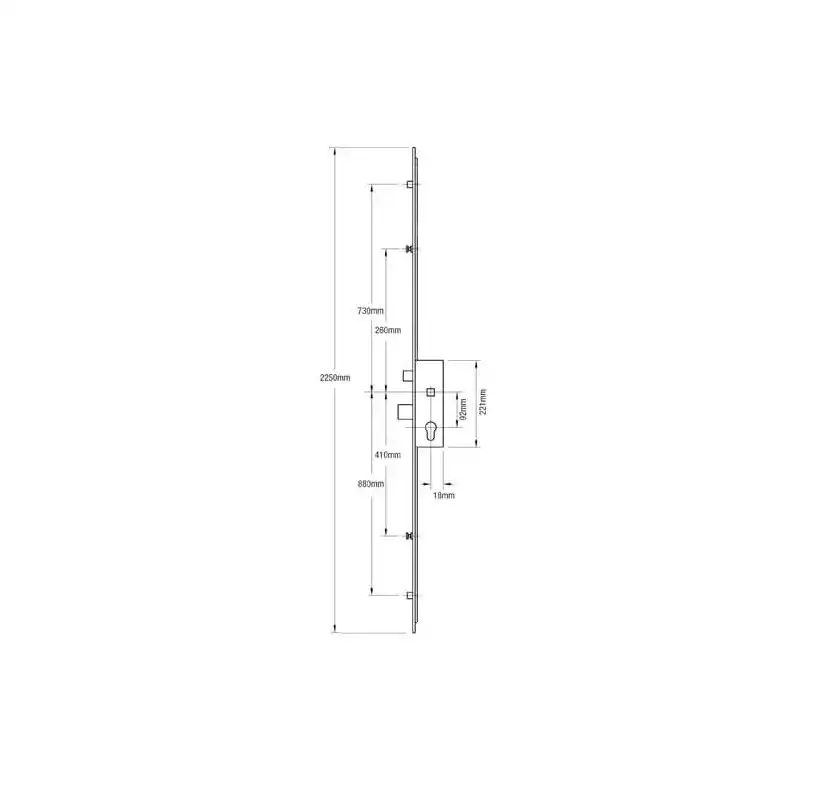Latch Deadbolt 2 Rollers 2 Mushrooms Split Spindle Multipoint Door Lock - Option 1 (top roller to spindle = 730mm)