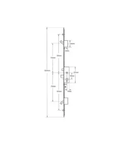 Latch Deadbolt 2 Hooks 2 Rollers Split Spindle Multipoint Door Lock - Option 2 (top hook to spindle = 730mm)