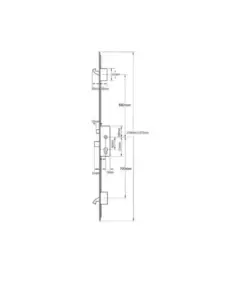 Latch Deadbolt 2 Small Hooks Split Spindle Multipoint Door Lock - 20mm Faceplate - Option 3 (top hook to spindle = 680mm)
