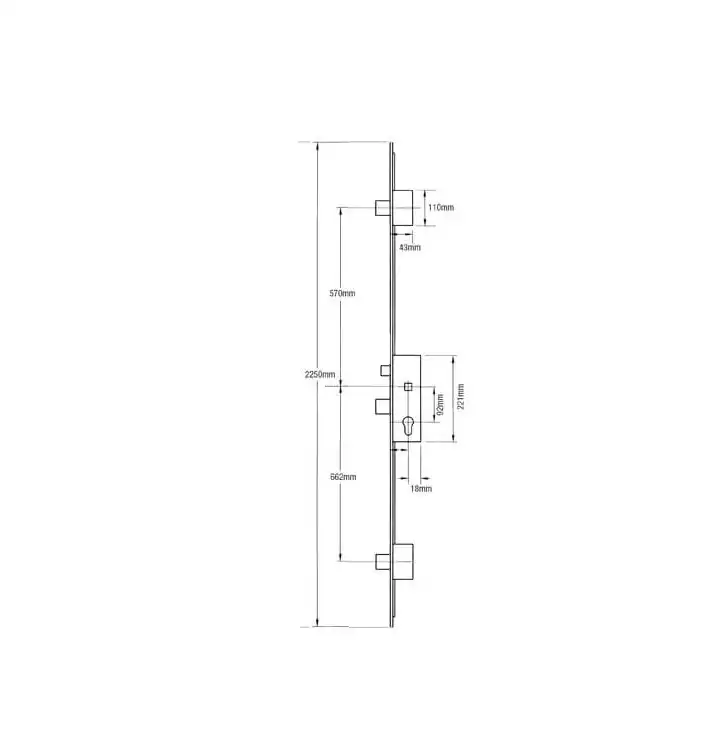 Latch 3 Deadbolts Split Spindle Multipoint Door Lock - Option 1 (top deadbolt to spindle = 570mm)