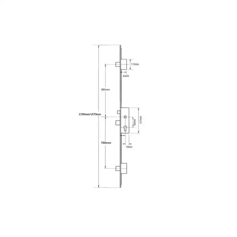 Latch 3 Deadbolts Split Spindle Multipoint Door Lock - Option 2 (top deadbolt to spindle = 680mm)