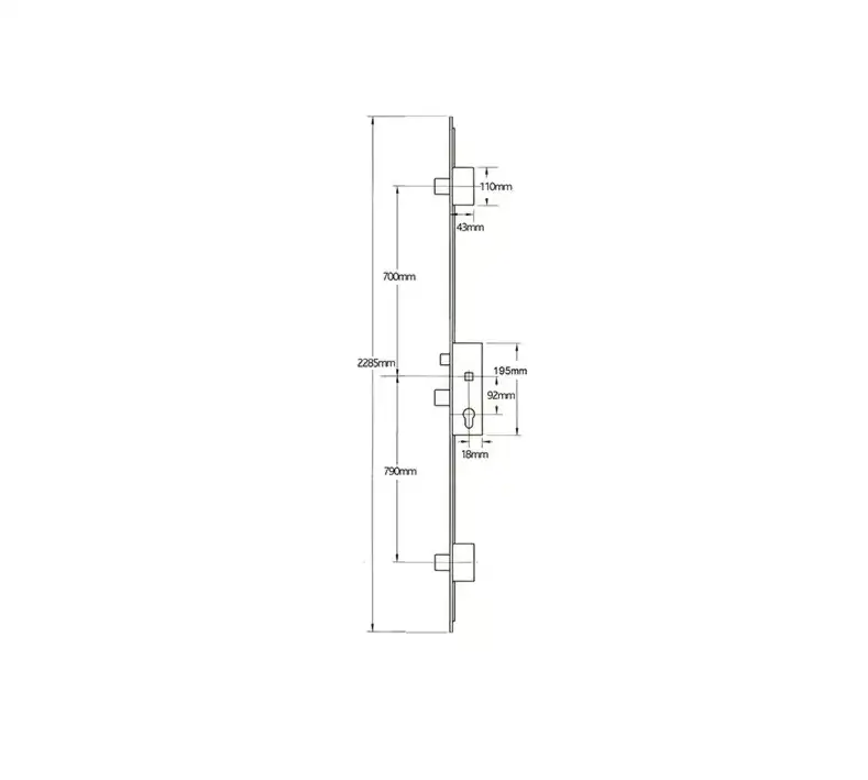 Secury A2 Latch 3 Deadbolts Auto Locking Multipoint Door Lock (top deadbolt to spindle = 700mm)