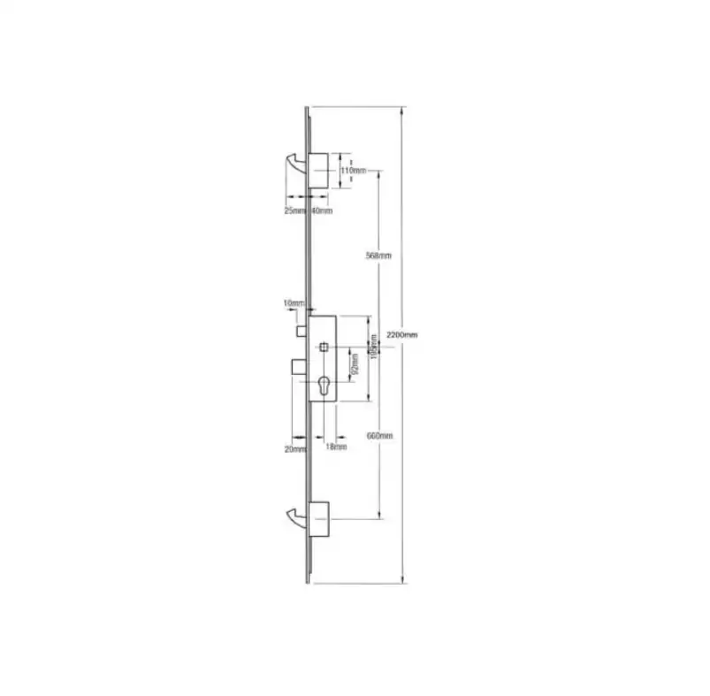 Europa Latch Deadbolt 2 Hooks Lift Lever Multipoint Door Lock