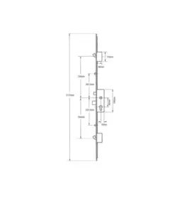 Europa Latch Deadbolt 2 Hooks 2 Inboard Rollers Lift Lever Multipoint Door Lock (top hook to spindle = 726mm)