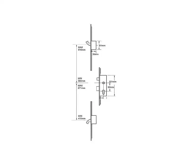 6345 2 Hooks Timber and Composite Repair Multipoint Door Lock