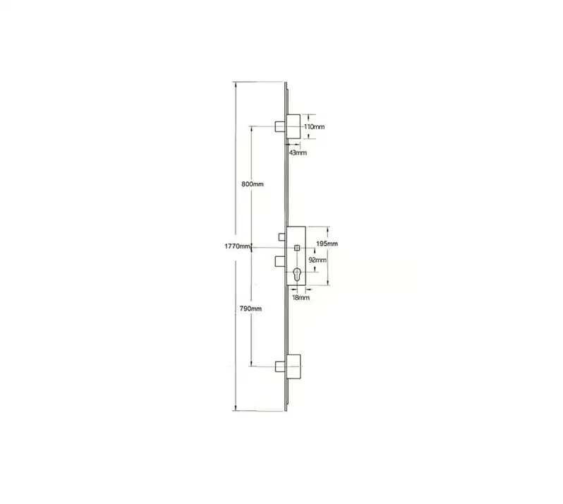 Secury A2 Latch 3 Deadbolts Auto Locking Multipoint Door Lock (top deadbolt to spindle = 800mm)