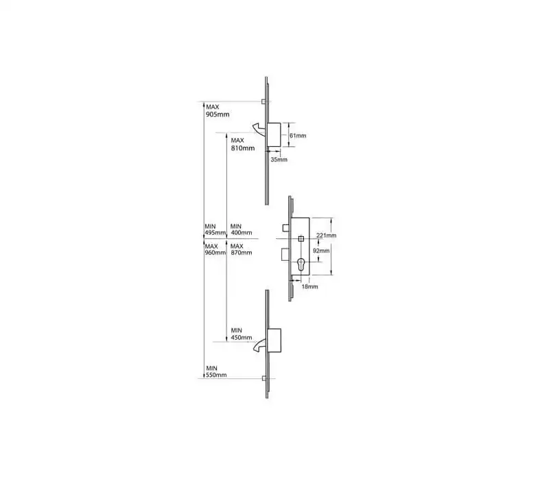 6735 2 Hook 2 Roller UPVC Repair Multipoint Door Lock