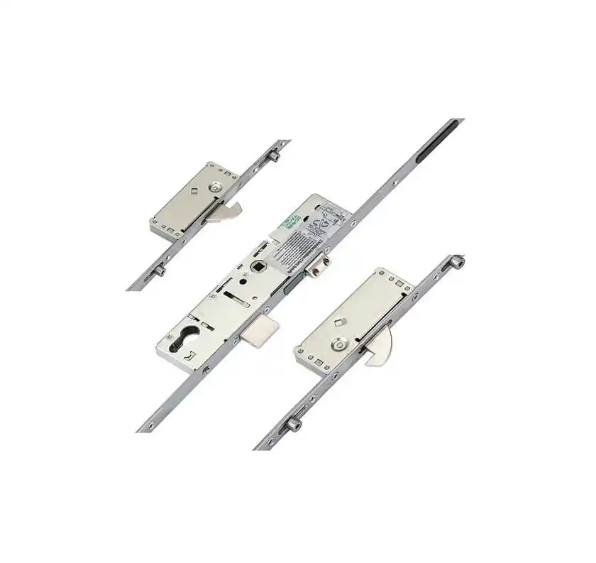 Latch Deadbolt 2 Hooks 4 Rollers Split Spindle Multipoint Door Lock - Option 1 (top hook to spindle = 610mm)
