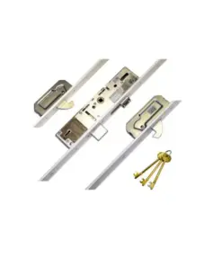 Vectis Latch Deadbolt 2 Hooks Split Spindle Flat 44mm White Faceplate Multipoint Door Lock